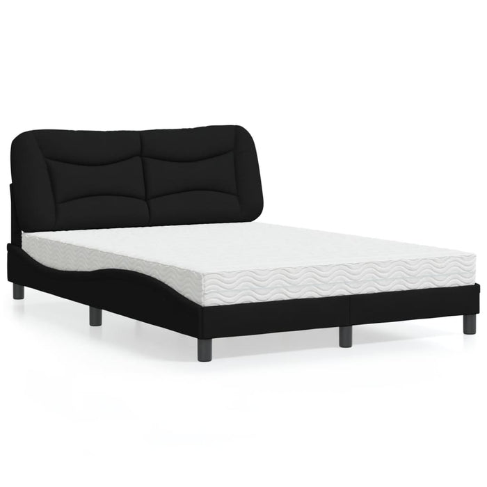 Pat cu saltea, Hvar, negru, 140x190 cm, textil WALTI