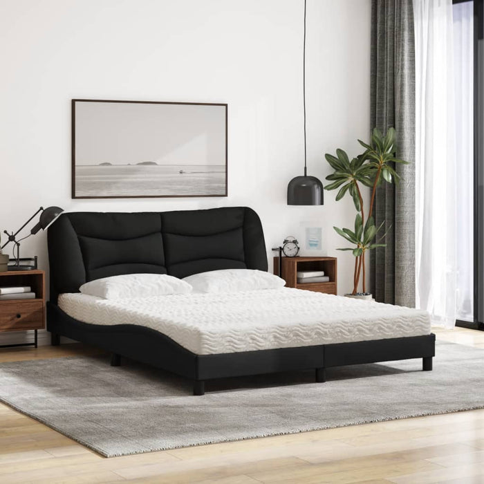 Pat cu saltea, Hvar, negru, 160x200 cm, textil WALTI