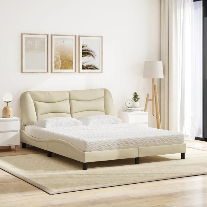 Pat cu saltea, Hvar, crem, 160x200 cm, material textil WALTI