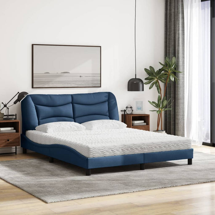 Pat cu saltea, Hvar, albastru, 160x200cm, material textil - WALTI WALTI