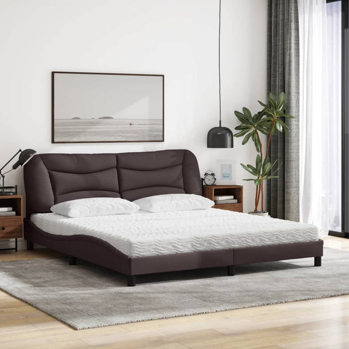 Pat cu saltea maro închis 180x200cm material textil - WALTI WALTI