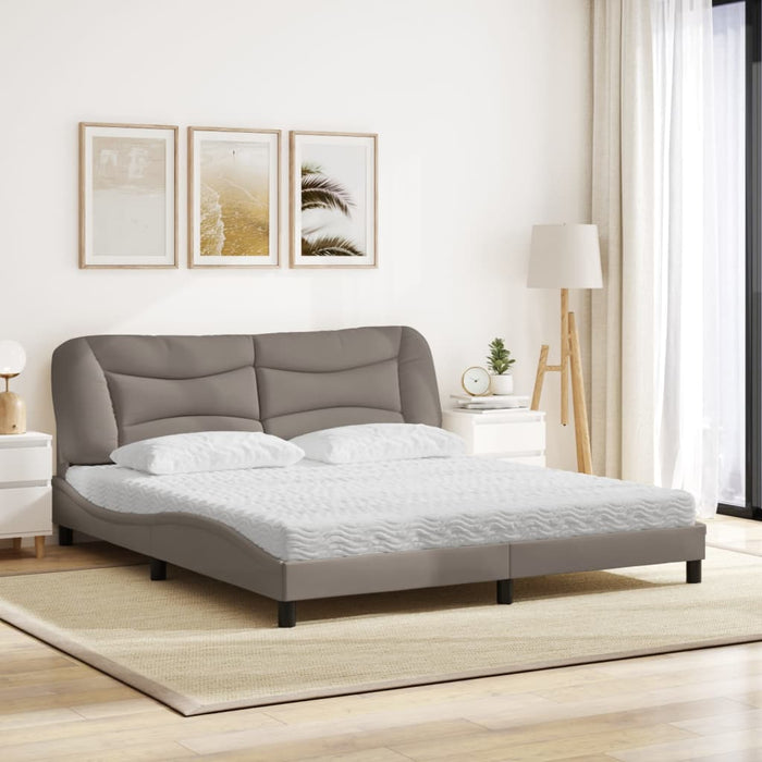 Pat cu saltea, Hvar, gri taupe, 180x200 cm, textil WALTI