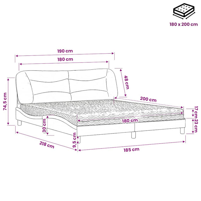 Pat cu saltea, Hvar, albastru, 180x200 cm, material textil WALTI