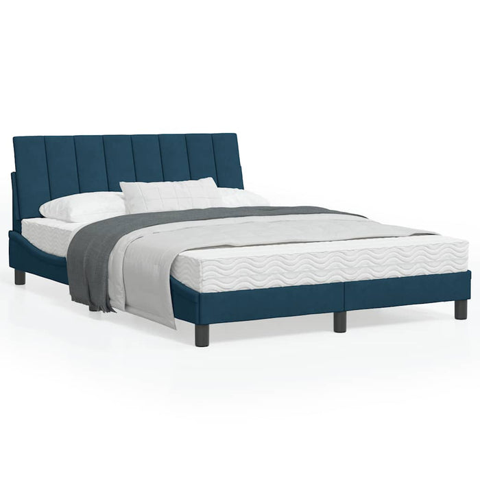 Pat cu saltea, Hanko, albastru, 120x200 cm, catifea - WALTI WALTI
