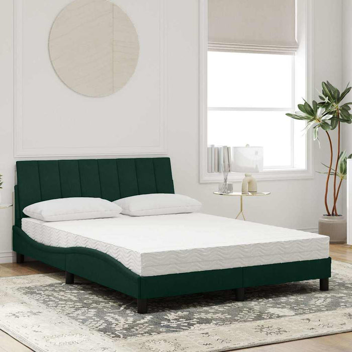 Pat cu saltea, Hanko, verde închis, 140x200 cm, catifea WALTI