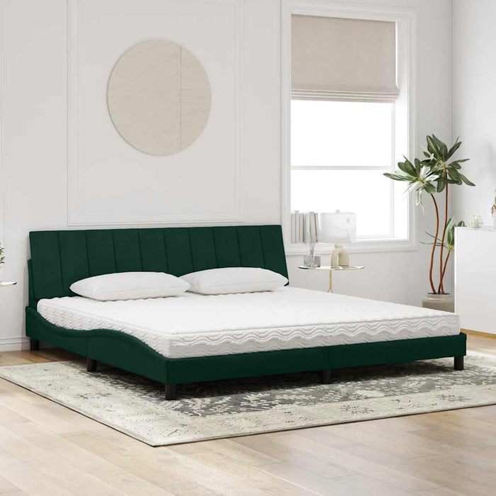 Pat cu saltea, Hanko, verde închis, 200x200 cm, catifea - WALTI WALTI