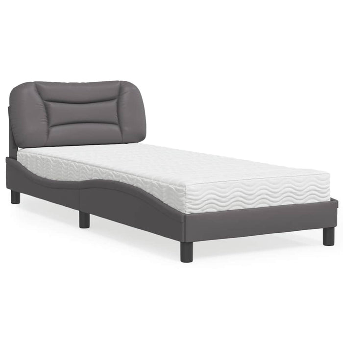 Pat cu saltea, Hvar, gri, 90x200 cm, piele ecologică WALTI