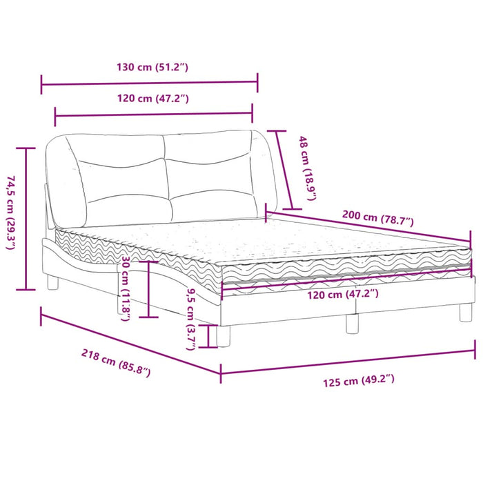 Pat cu saltea, alb, 120x200 cm, piele ecologică - WALTI WALTI