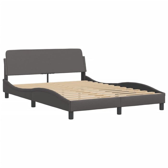Pat cu saltea, Hvar, gri, 140x190 cm, piele ecologică WALTI