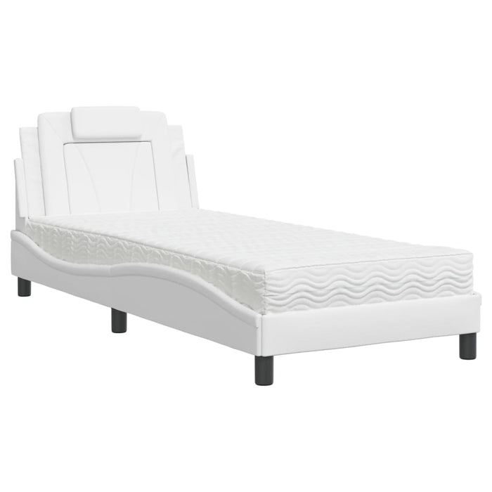 Pat, Viana, cu saltea, alb, 80x200 cm, piele ecologică WALTI