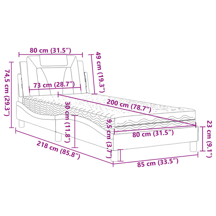 Pat, Viana, cu saltea, maro, 80x200 cm, piele ecologică - WALTI WALTI