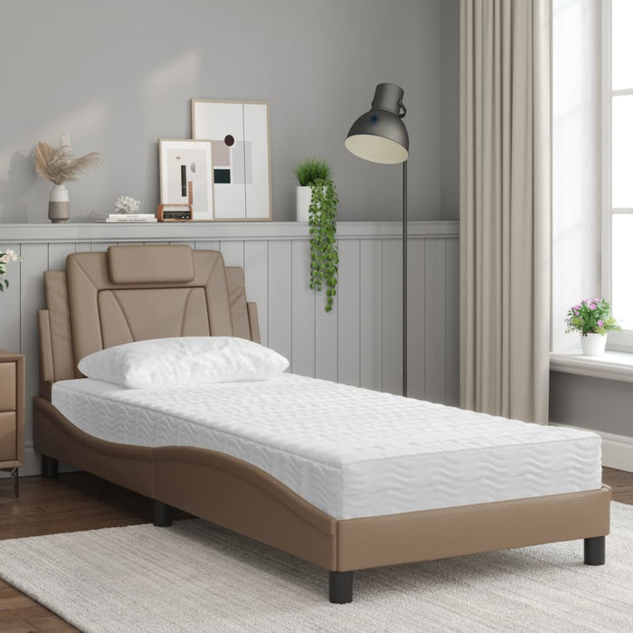 Pat, Viana, cu saltea, cappuccino, 80x200 cm piele ecologică WALTI