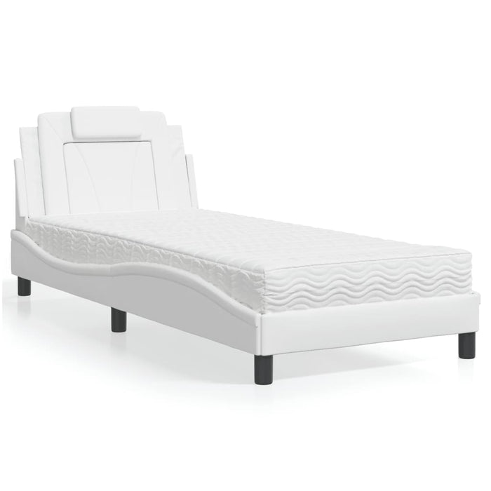 Pat, Viana, cu saltea, alb, 90x190 cm, piele ecologică WALTI