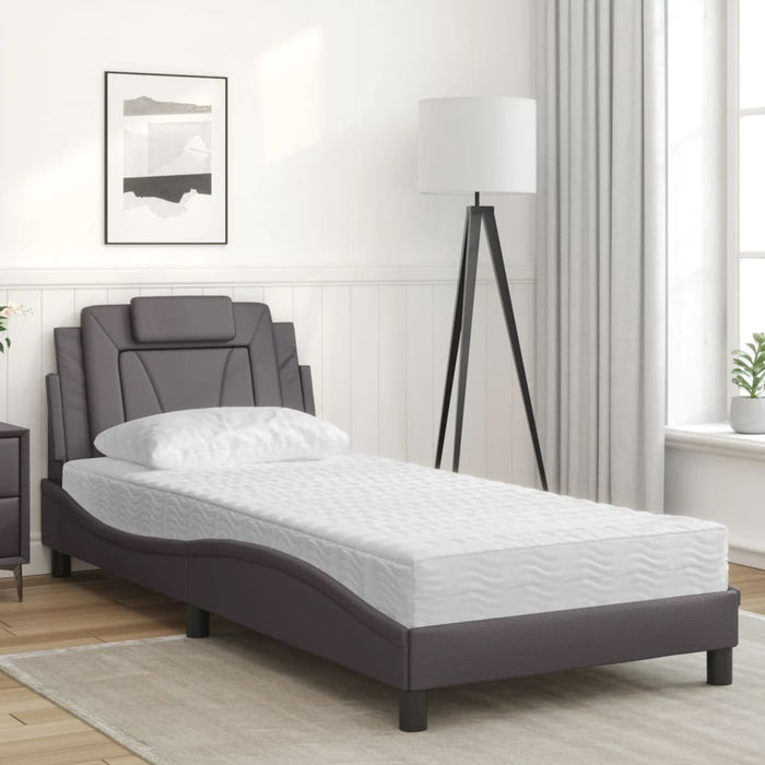 Pat, Viana, cu saltea, gri, 90x190 cm, piele ecologică WALTI