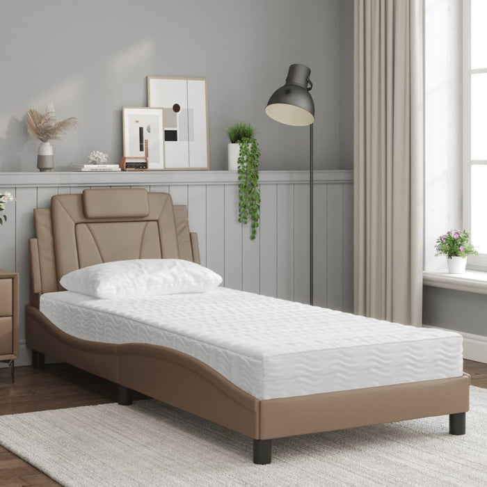 Pat, Viana, cu saltea, cappuccino, 90x190 cm piele ecologică - WALTI WALTI