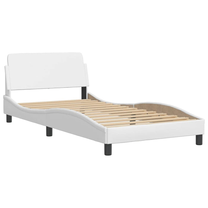 Pat, Viana, cu saltea, alb, 100x200 cm, piele ecologică WALTI
