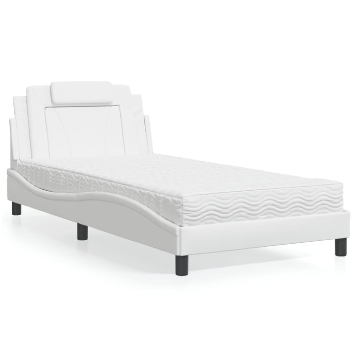 Pat, Viana, cu saltea, alb, 100x200 cm, piele ecologică WALTI