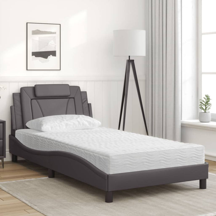 Pat, Viana, cu saltea, gri, 100x200 cm, piele ecologică - WALTI WALTI