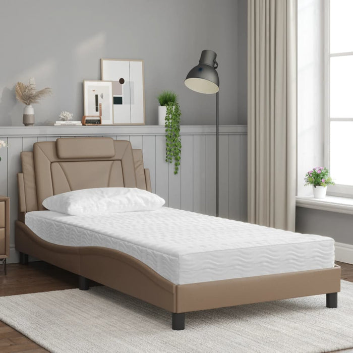 Pat, Viana, cu saltea, cappuccino, 100x200cm piele ecologică - WALTI WALTI