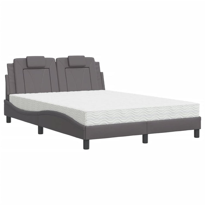 Pat, Viana, cu saltea, gri, 120x200 cm, piele ecologică WALTI