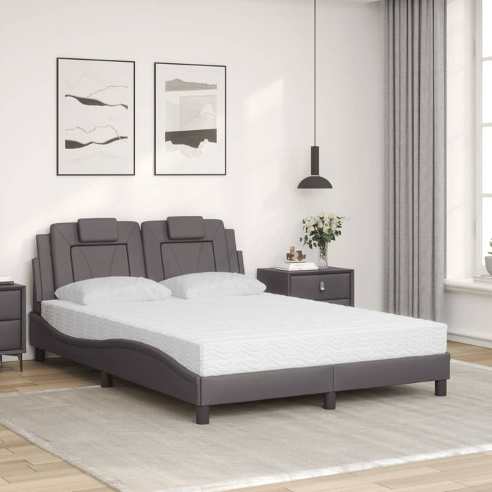 Pat, Viana, cu saltea, gri, 120x200 cm, piele ecologică WALTI