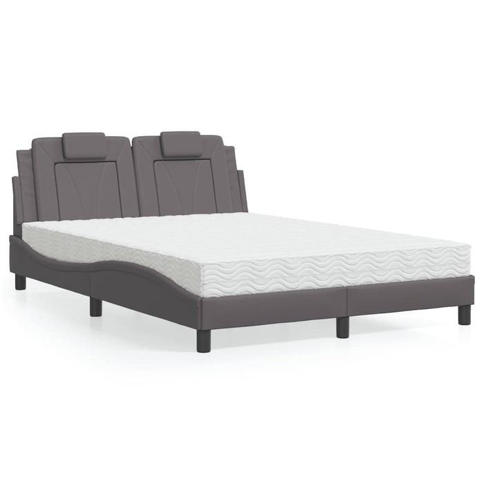 Pat, Viana, cu saltea, gri, 120x200 cm, piele ecologică WALTI