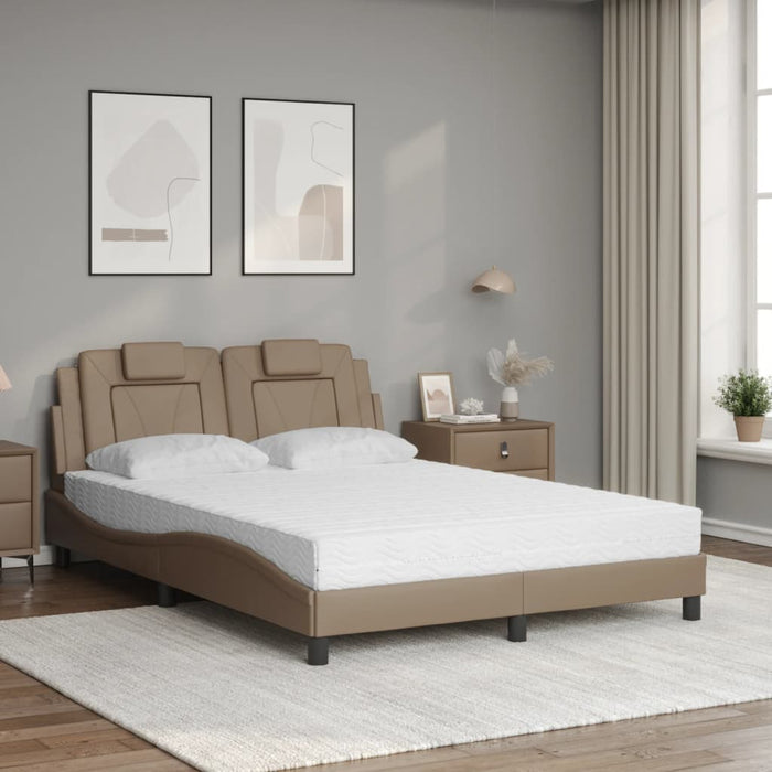 Pat, Viana, cu saltea, cappuccino, 120x200cm piele ecologică WALTI