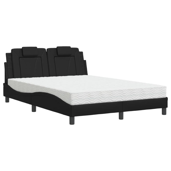 Pat, Viana, cu saltea, negru, 140x190 cm, piele ecologică WALTI