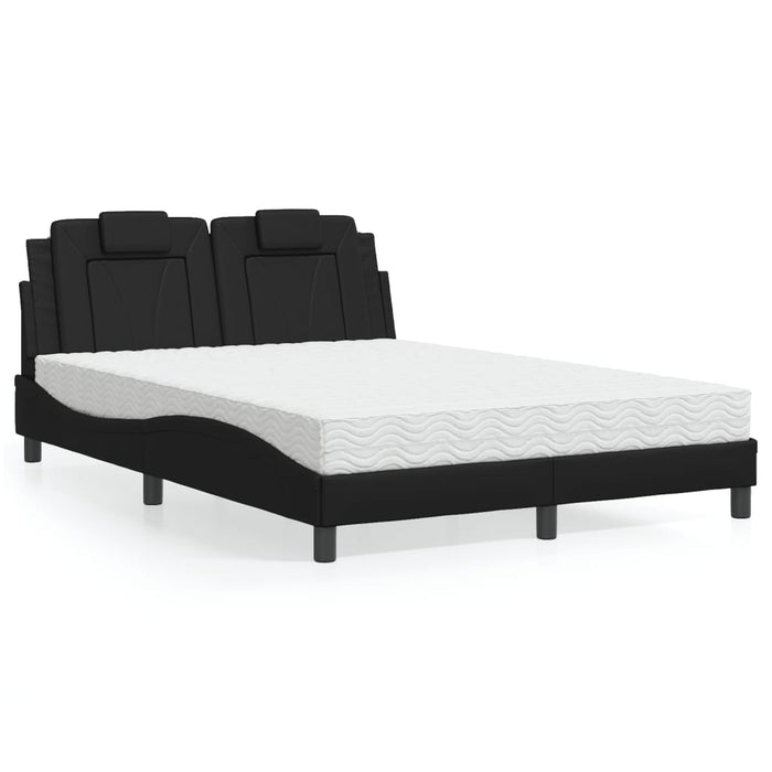 Pat, Viana, cu saltea, negru, 140x190 cm, piele ecologică WALTI