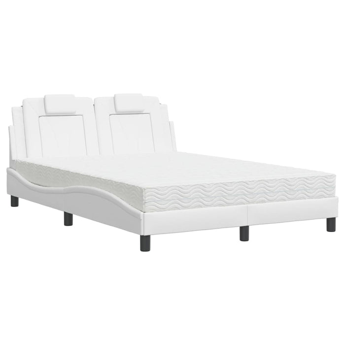 Pat, Viana, cu saltea, alb, 140x190 cm, piele ecologică WALTI