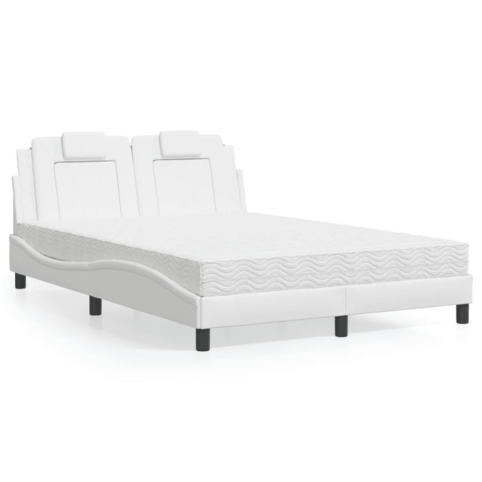 Pat, Viana, cu saltea, alb, 140x190 cm, piele ecologică WALTI