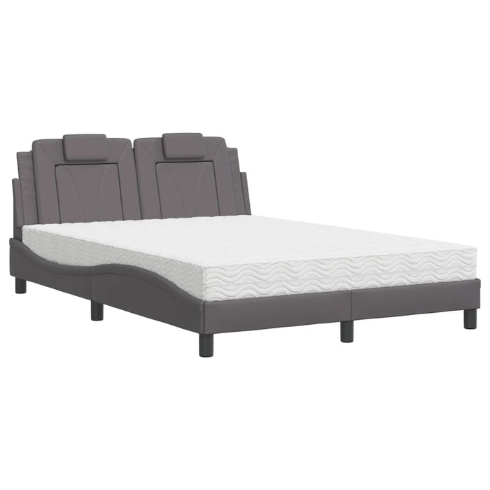 Pat, Viana, cu saltea, gri, 140x190 cm, piele ecologică WALTI