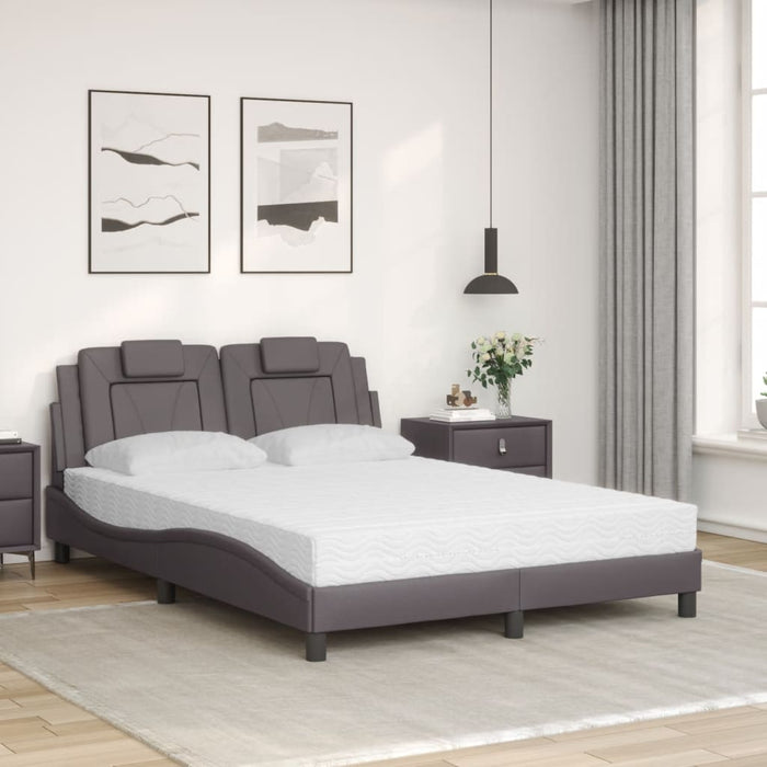 Pat, Viana, cu saltea, gri, 140x200 cm, piele ecologică WALTI