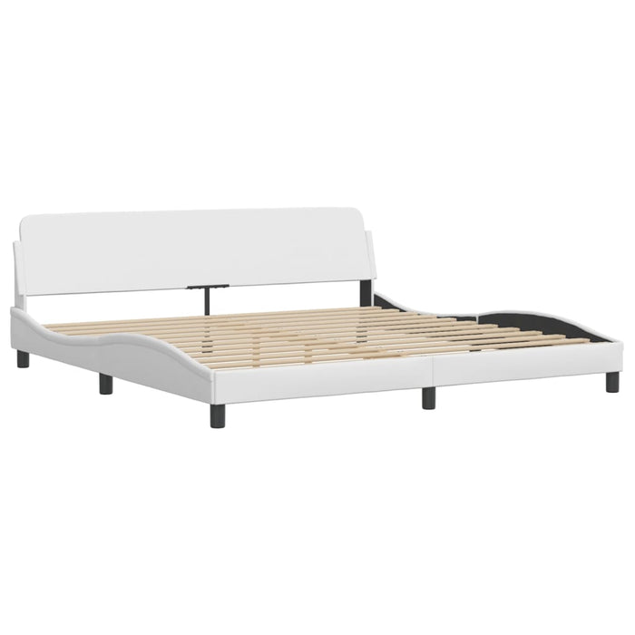 Pat, Viana, cu saltea, alb, 200x200 cm, piele ecologică WALTI