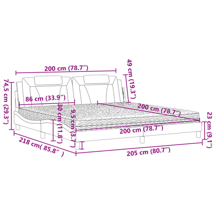 Pat, Viana, cu saltea, alb, 200x200 cm, piele ecologică WALTI