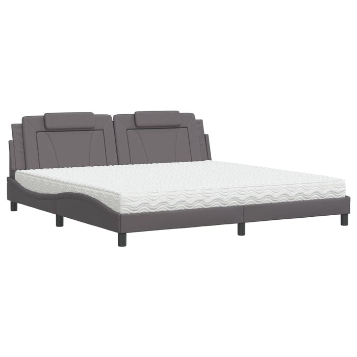 Pat, Viana, cu saltea, gri, 200x200 cm, piele ecologică WALTI