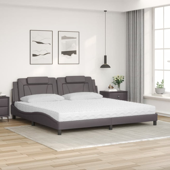 Pat, Viana, cu saltea, gri, 200x200 cm, piele ecologică WALTI
