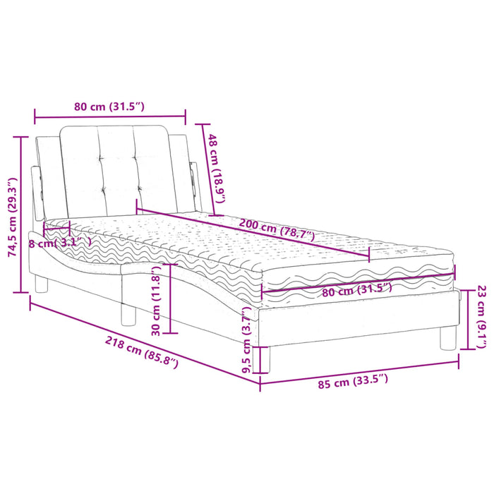 Cadru de pat fără saltea, Zadar, maro, 80x200 cm, piele ecologică - WALTI WALTI