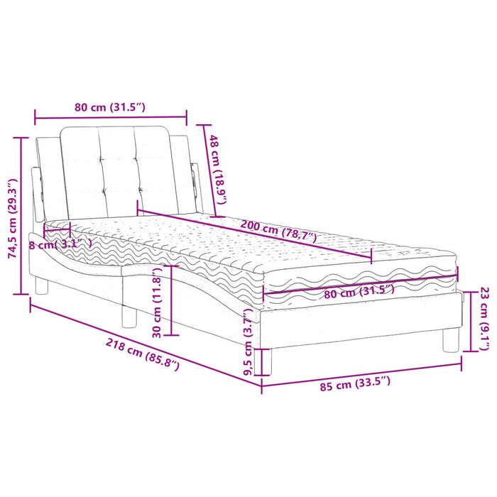 Cadru de pat fără saltea, Zadar, cappuccino, 80x200 cm piele ecologică WALTI