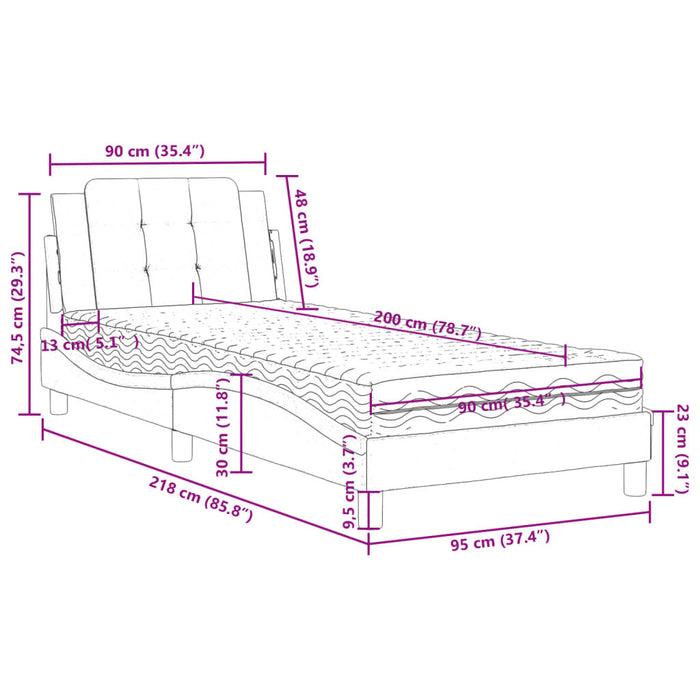 Cadru de pat fără saltea, Zadar, negru, 90x200 cm, piele ecologică WALTI