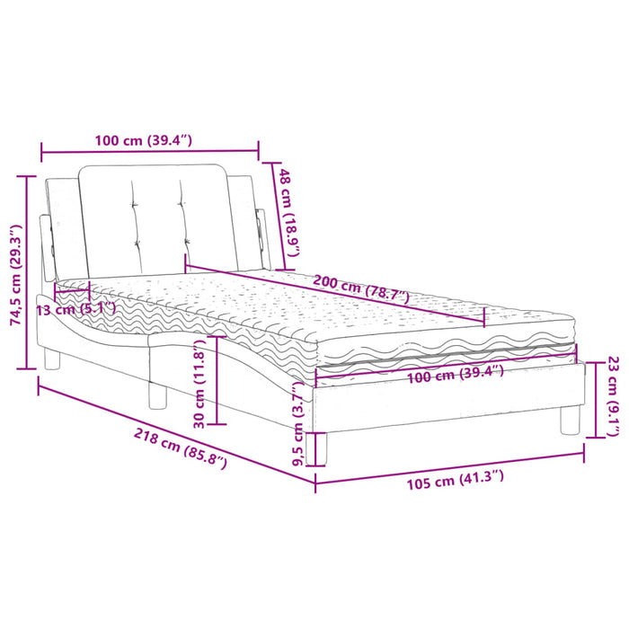 Cadru de pat fără saltea, Zadar, maro, 100x200 cm, piele ecologică WALTI