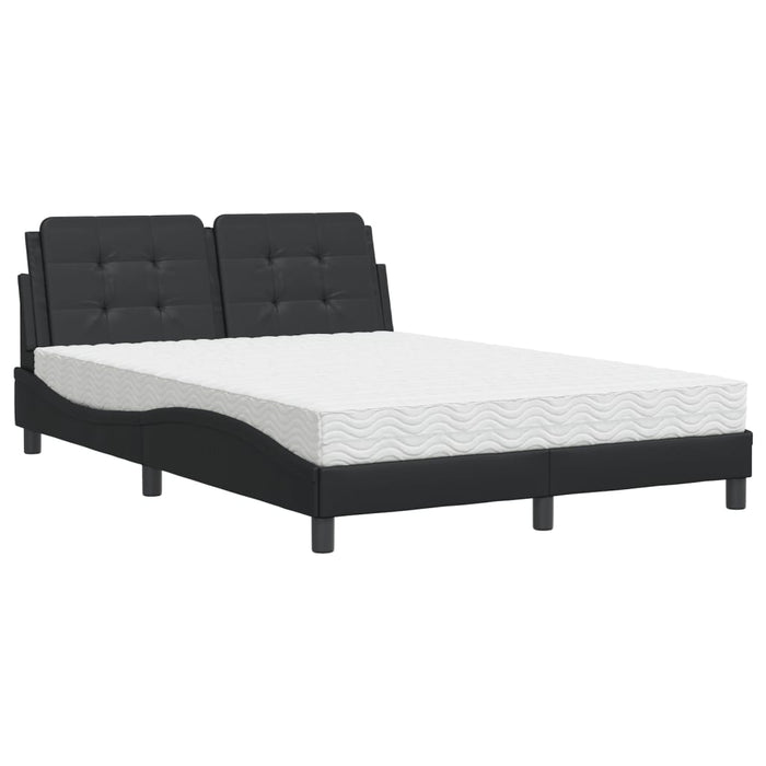 Cadru de pat fără saltea, Zadar, negru, 140x190 cm, piele ecologică WALTI