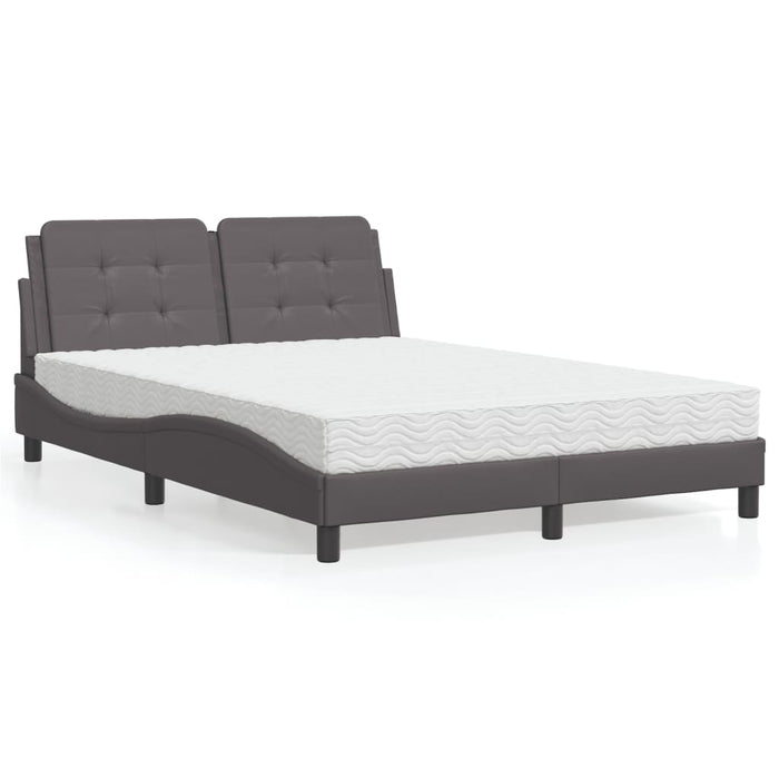 Cadru de pat fără saltea, Zadar, gri, 140x190 cm, piele ecologică WALTI