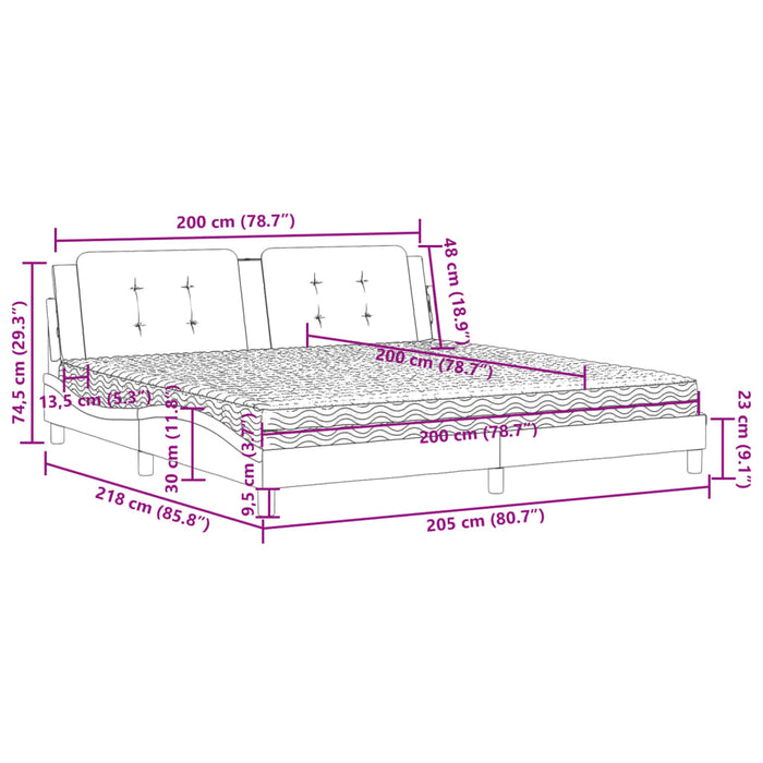 Pat cu saltea, Zadar, gri, 200x200 cm, piele ecologică - WALTI WALTI