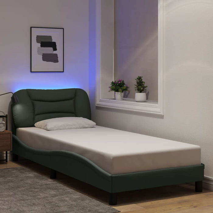 Cadru de pat cu LED fără saltea Hvar gri închis 90x190 cm textil WALTI