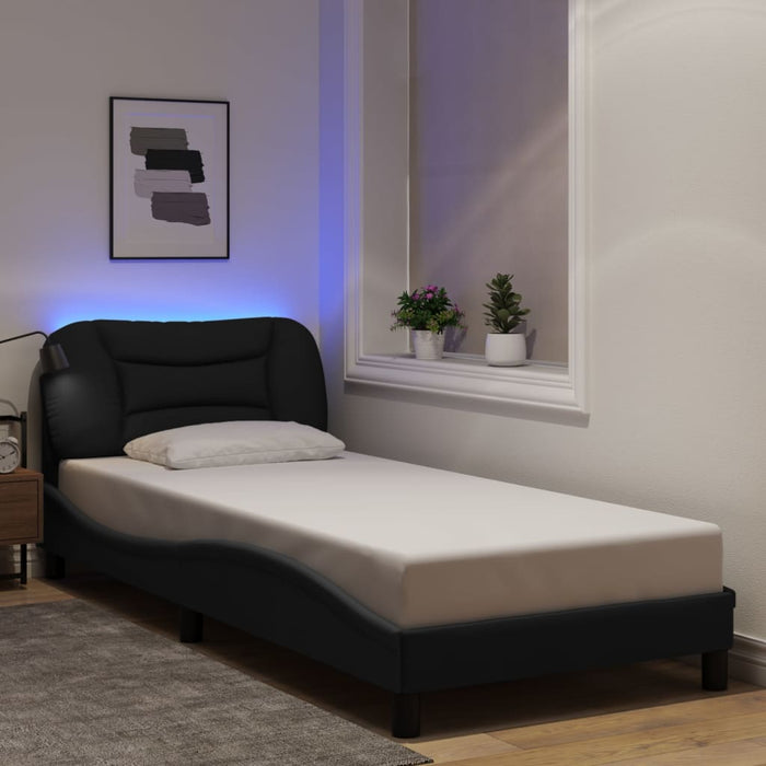 Cadru de pat cu LED fără saltea Hvar țesătură neagră 90x190 cm WALTI