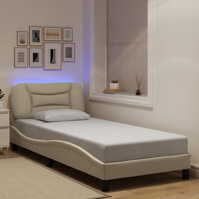 Cadru de pat cu LED fără saltea, Hvar, crem, 90x190 cm, textil WALTI