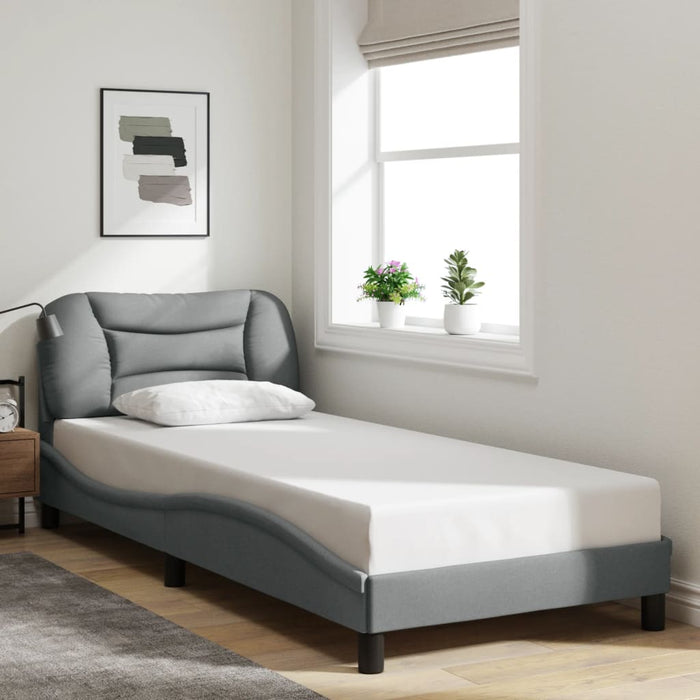 Cadru de pat cu LED fără saltea Hvar țesătură gri deschis 90x200 cm WALTI
