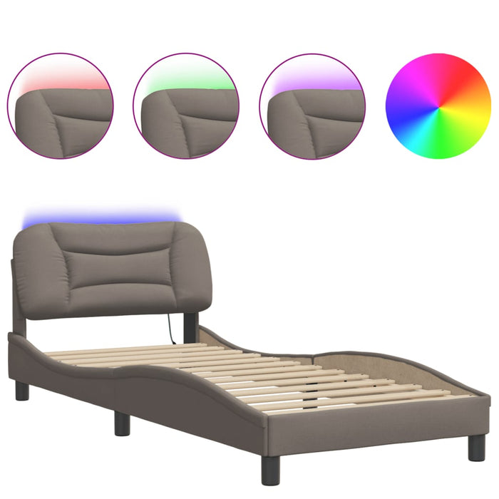 Cadru de pat cu LED fără saltea Hvar Taupe 90x200 cm Material WALTI