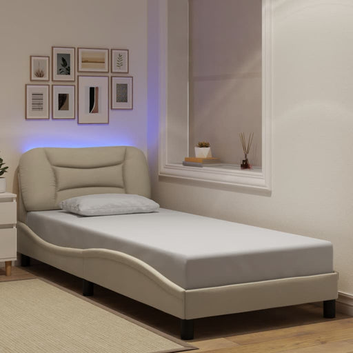 Cadru de pat cu LED fără saltea, Hvar, crem, 90x200 cm, textil - WALTI WALTI
